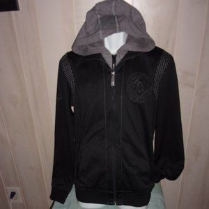 Affliction Black Dbl Zipped Hooded Jacket
